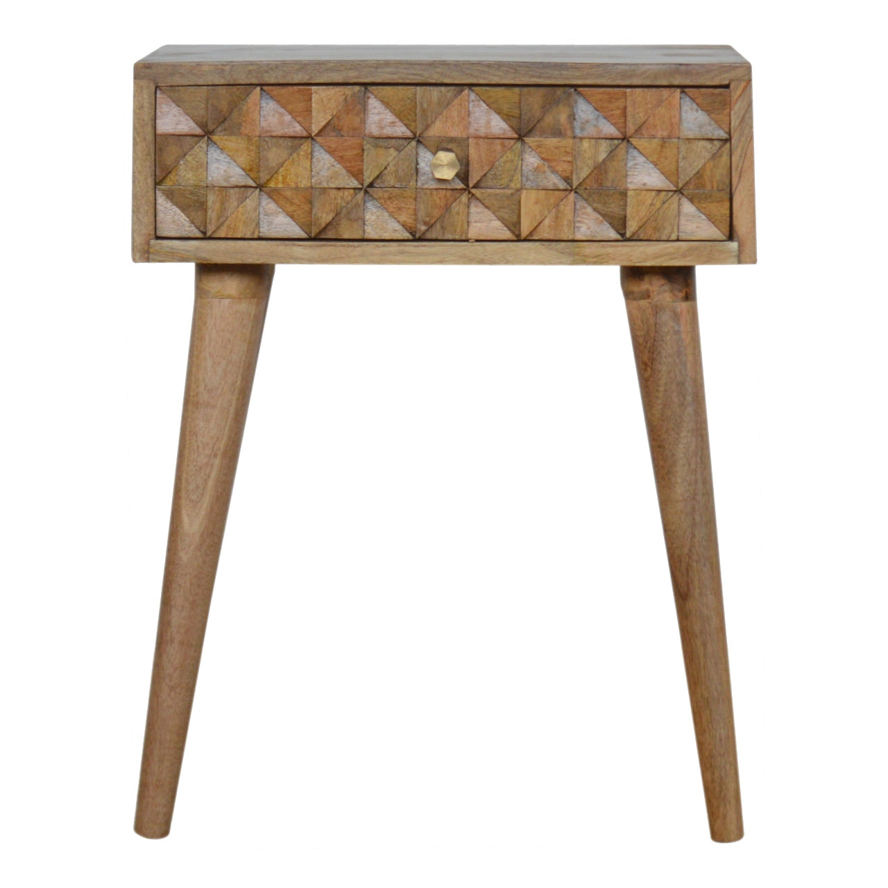 Diamond Carved Bedside Table | Hand-Carved