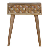 Diamond Carved Bedside Table | Hand-Carved