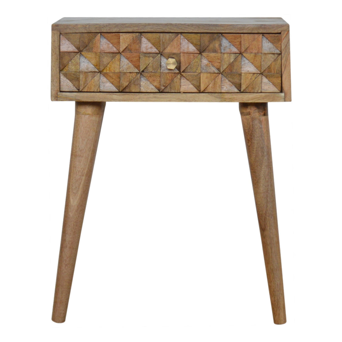 Diamond Carved Bedside Table | Hand-Carved