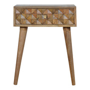 Diamond Carved Bedside Table | Hand-Carved