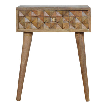 Diamond Carved Bedside Table | Hand-Carved