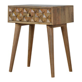 Diamond Carved Bedside Table | Hand-Carved