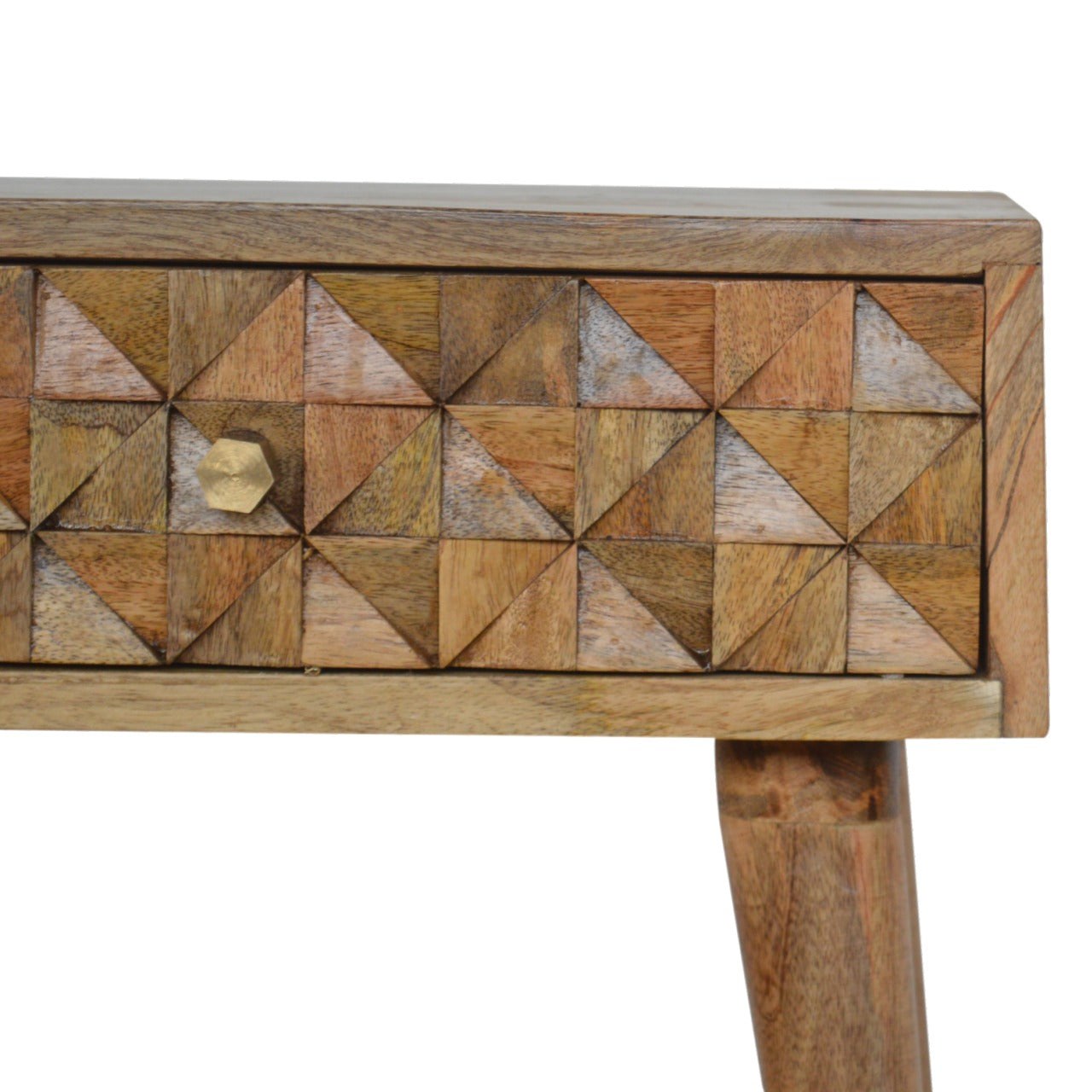 Diamond Carved Bedside Table | Hand-Carved