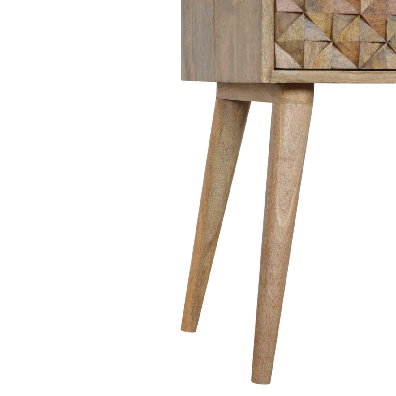 Diamond Carved Bedside Table | Hand-Carved
