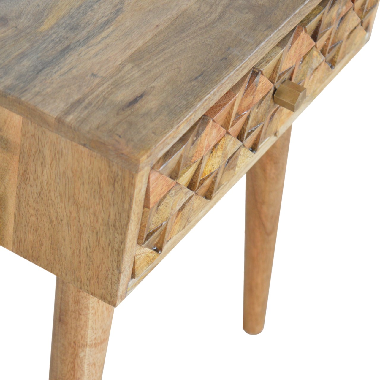 Diamond Carved Bedside Table | Hand-Carved