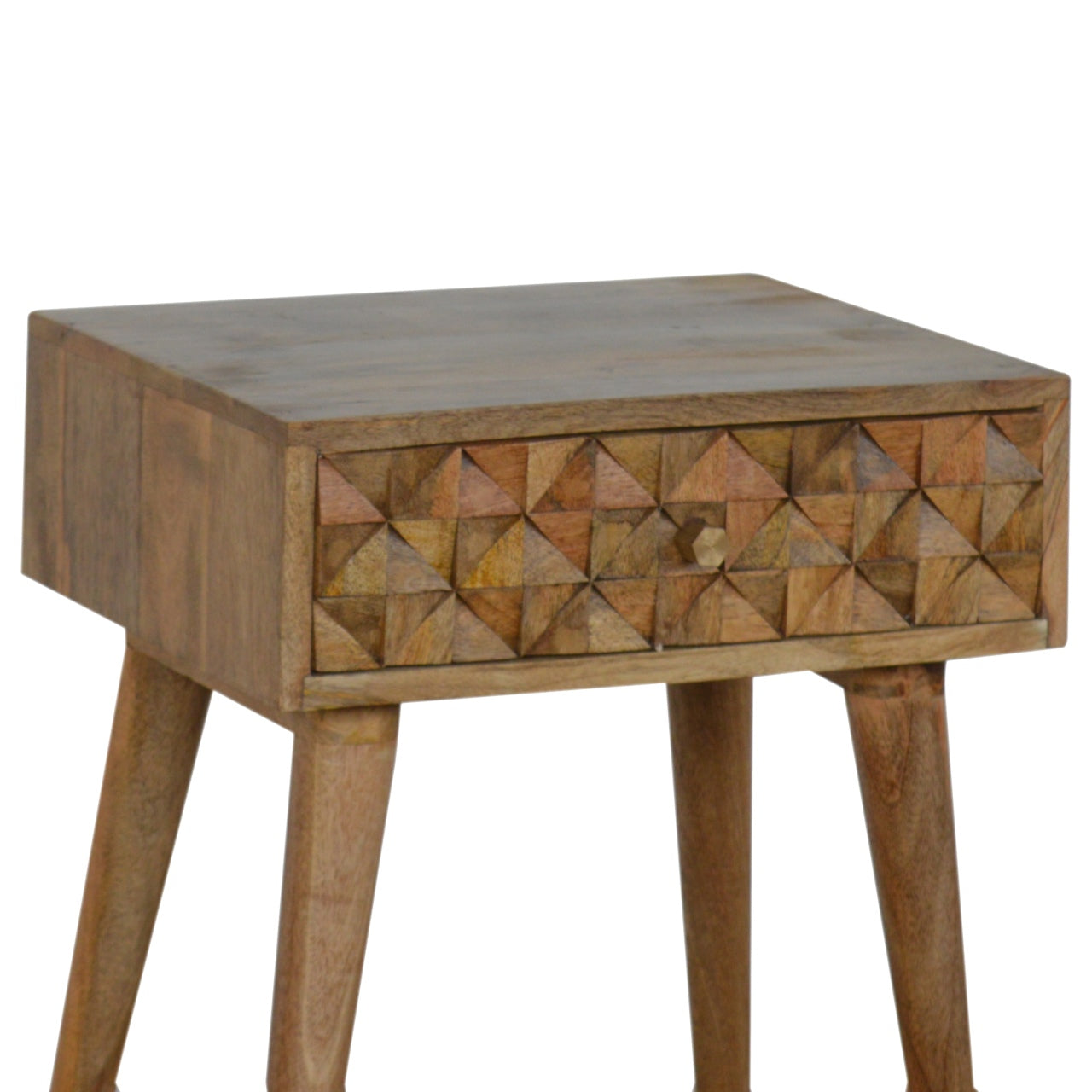 Diamond Carved Bedside Table | Hand-Carved