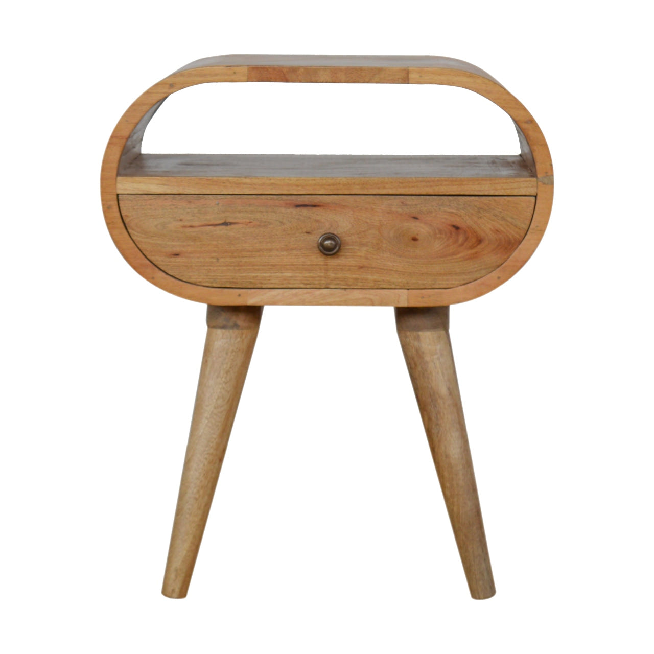 Circular Open Slot Bedside Table | Oak Mango Wood