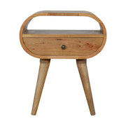 Circular Open Slot Bedside Table | Oak Mango Wood