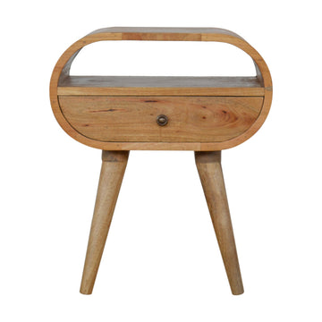 Circular Open Slot Bedside Table | Oak Mango Wood