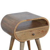 Circular Open Slot Bedside Table | Oak Mango Wood