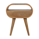 Circular Open Slot Bedside Table | Oak Mango Wood