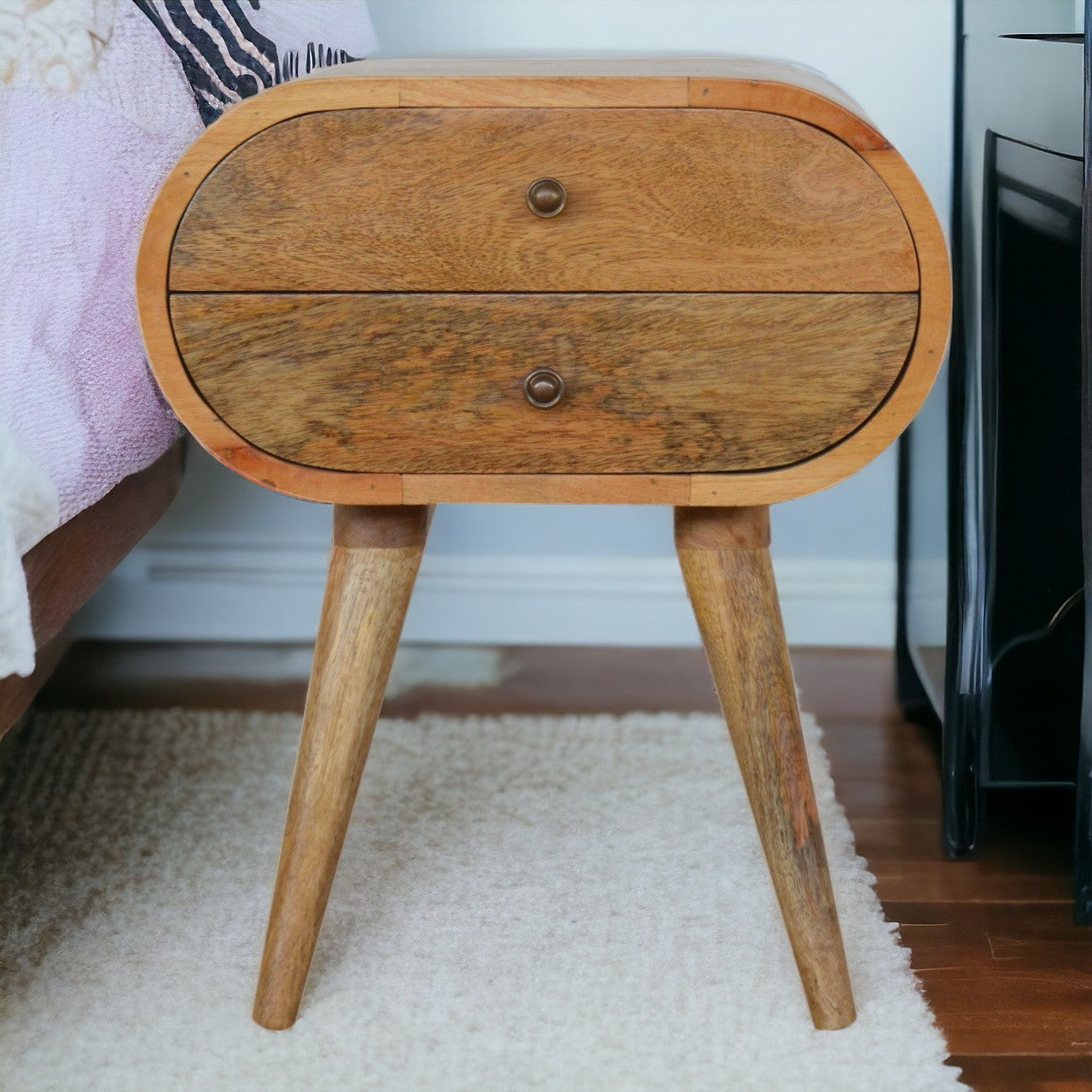 Circular Bedside Table | Oak Mango Wood