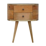 Rounded Bedside Table | Oak-Ish Solid Mango Wood Default Title