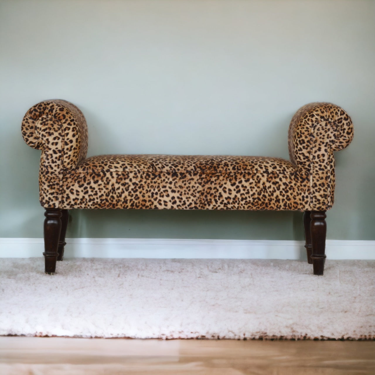Leopard Print Velvet Bench