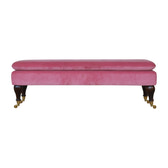 Pink Velvet Castor Bench | Cotton Velvet