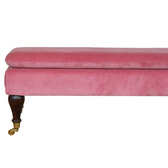 Pink Velvet Castor Bench | Cotton Velvet