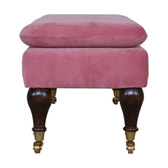 Pink Velvet Castor Bench | Cotton Velvet