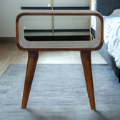 Curved Open Chestnut Bedside Table | Open Shelf