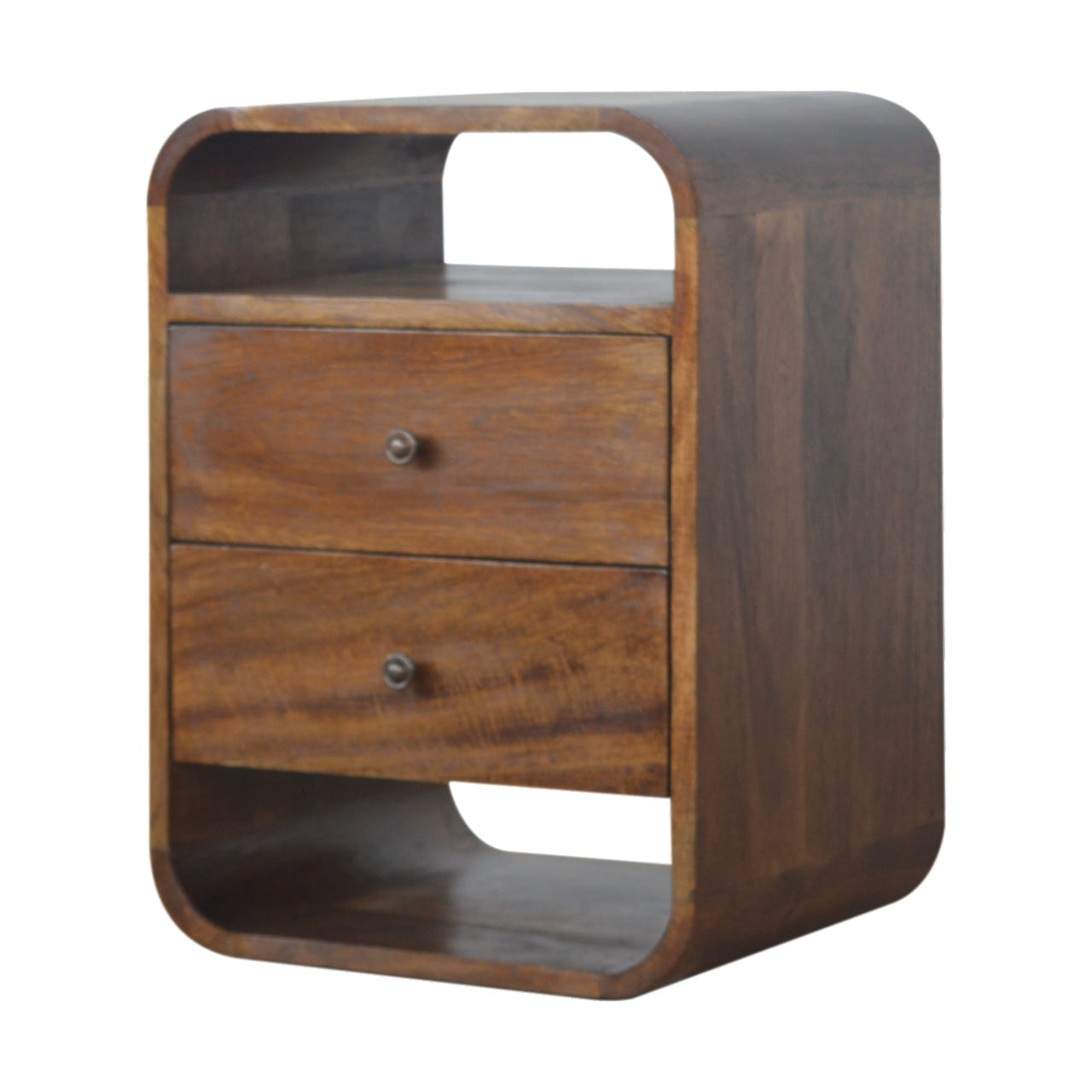 Chestnut Curve 2-Drawer Bedside Table