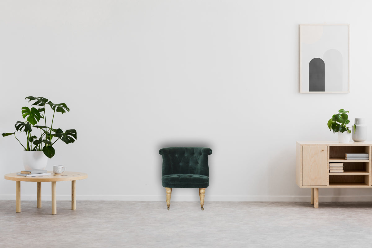 Emerald Velvet Accent Chair | Hand-Carved
