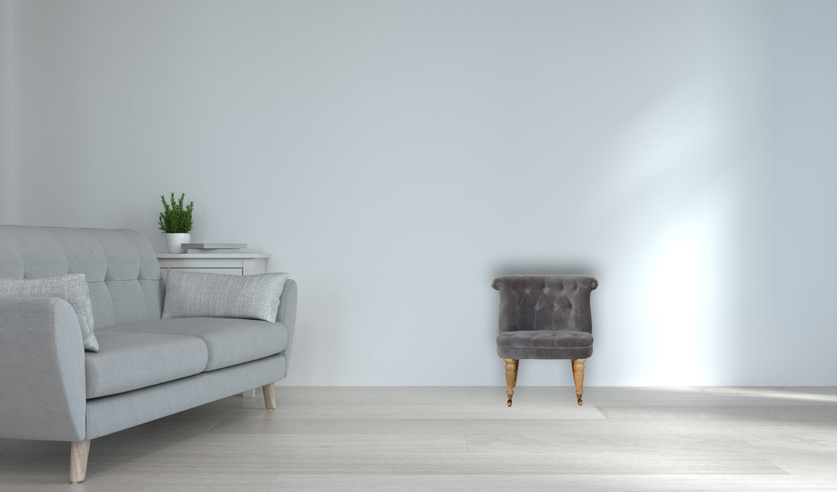 Grey Velvet Accent Chair | Cotton Velvet