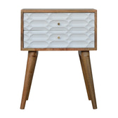 Capsule Carved Bedside Table | Oak Solid Mango Wood Hand-Carved