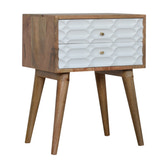 Capsule Carved Bedside Table | Oak Solid Mango Wood Hand-Carved