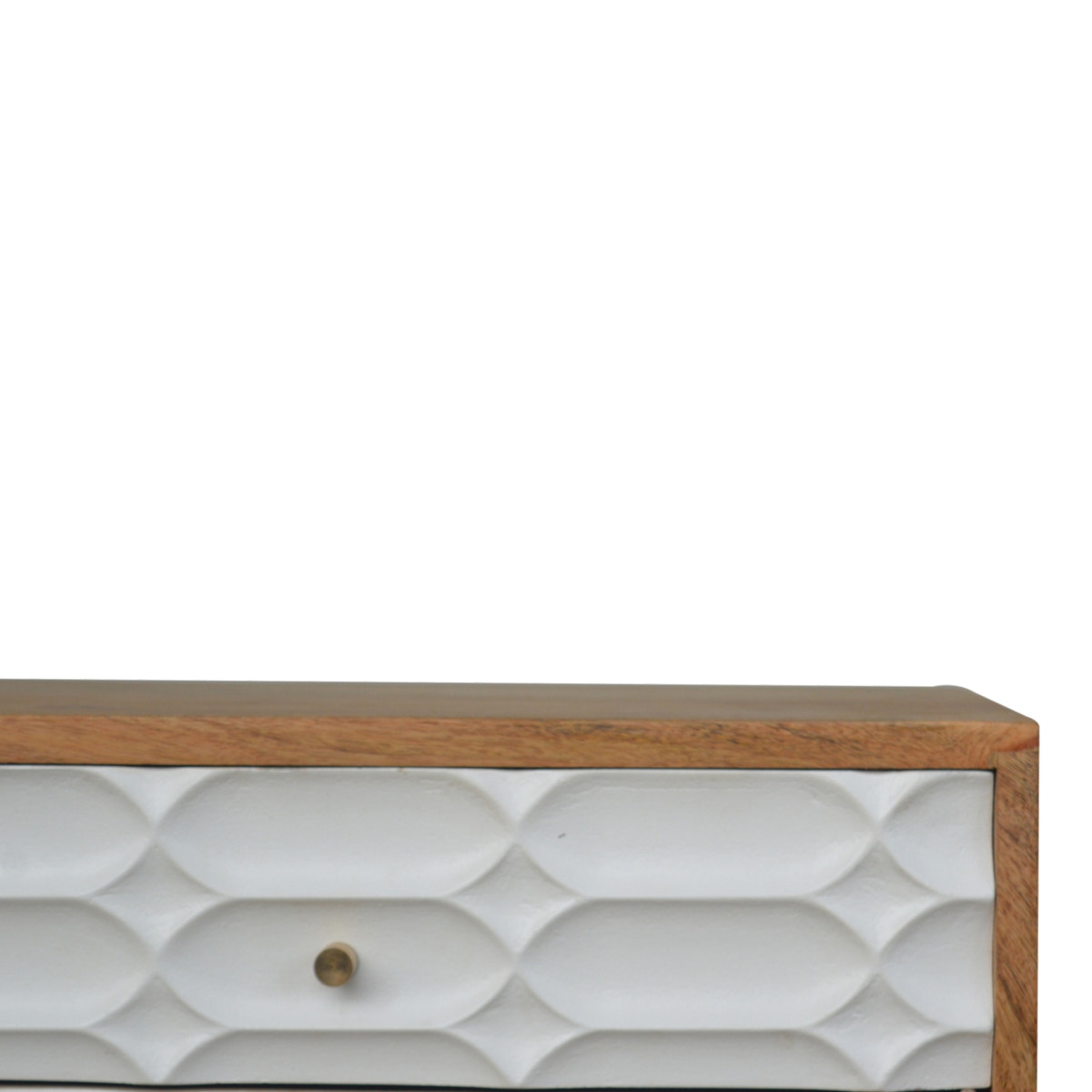 Capsule Carved Bedside Table | Oak Solid Mango Wood Hand-Carved