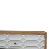 Capsule Carved Bedside Table | Oak Solid Mango Wood Hand-Carved