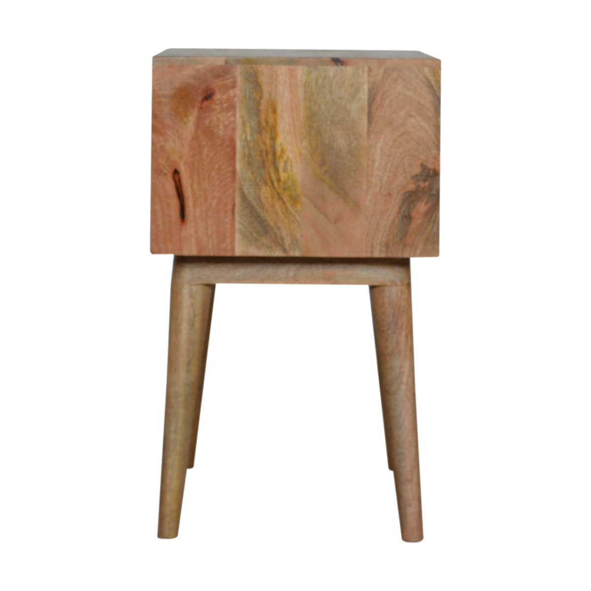 Capsule Carved Bedside Table | Oak Solid Mango Wood Hand-Carved