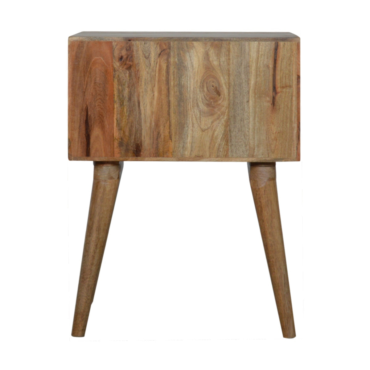 Capsule Carved Bedside Table | Oak Solid Mango Wood Hand-Carved