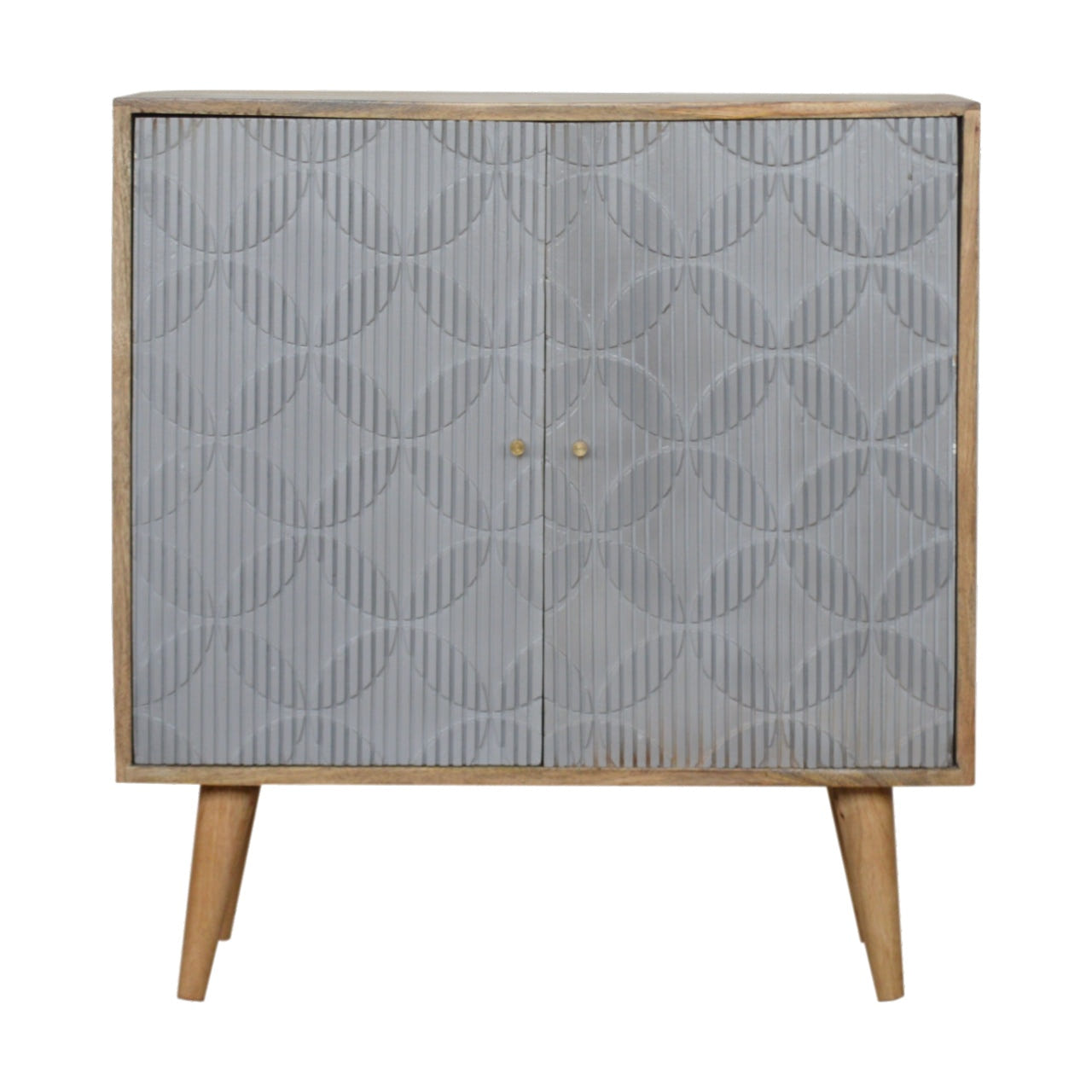 Milan Grey Chest of Drawers | Oak Mango Wood Hand-Carved