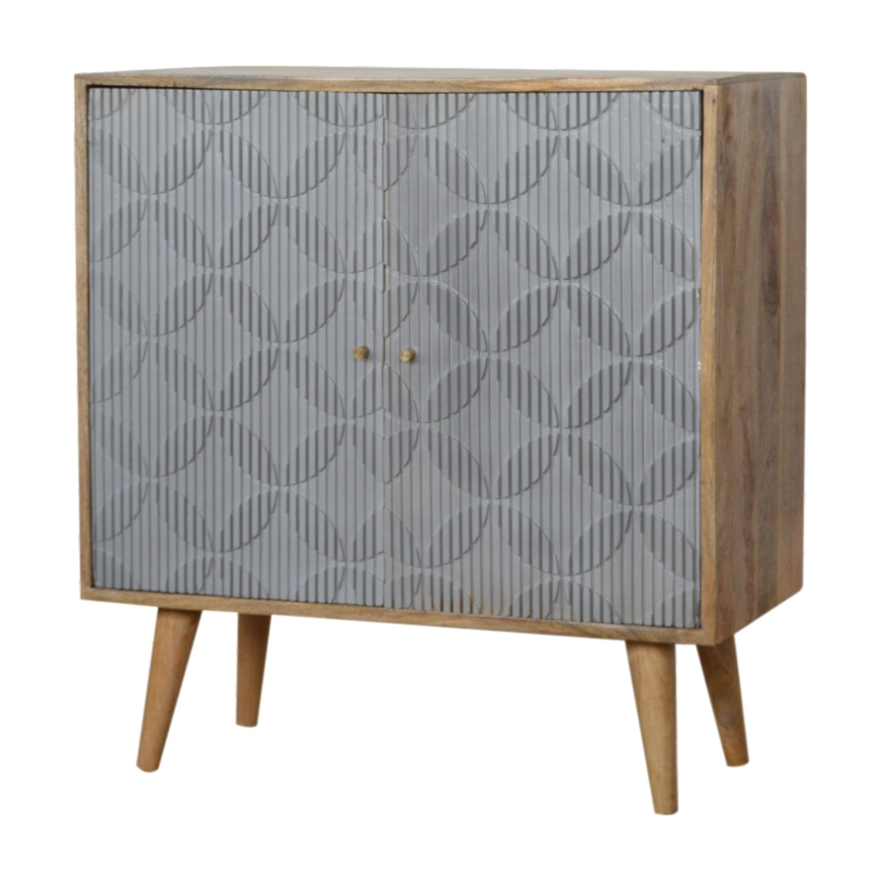 Milan Grey Chest of Drawers | Oak Mango Wood Hand-Carved
