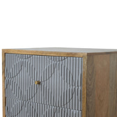 Geometric Carved Bedside Table | Oak Solid Mango Wood Hand-Carved