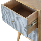Geometric Carved Bedside Table | Oak Solid Mango Wood Hand-Carved