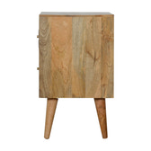 Geometric Carved Bedside Table | Oak Solid Mango Wood Hand-Carved