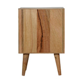 Geometric Carved Bedside Table | Oak Solid Mango Wood Hand-Carved