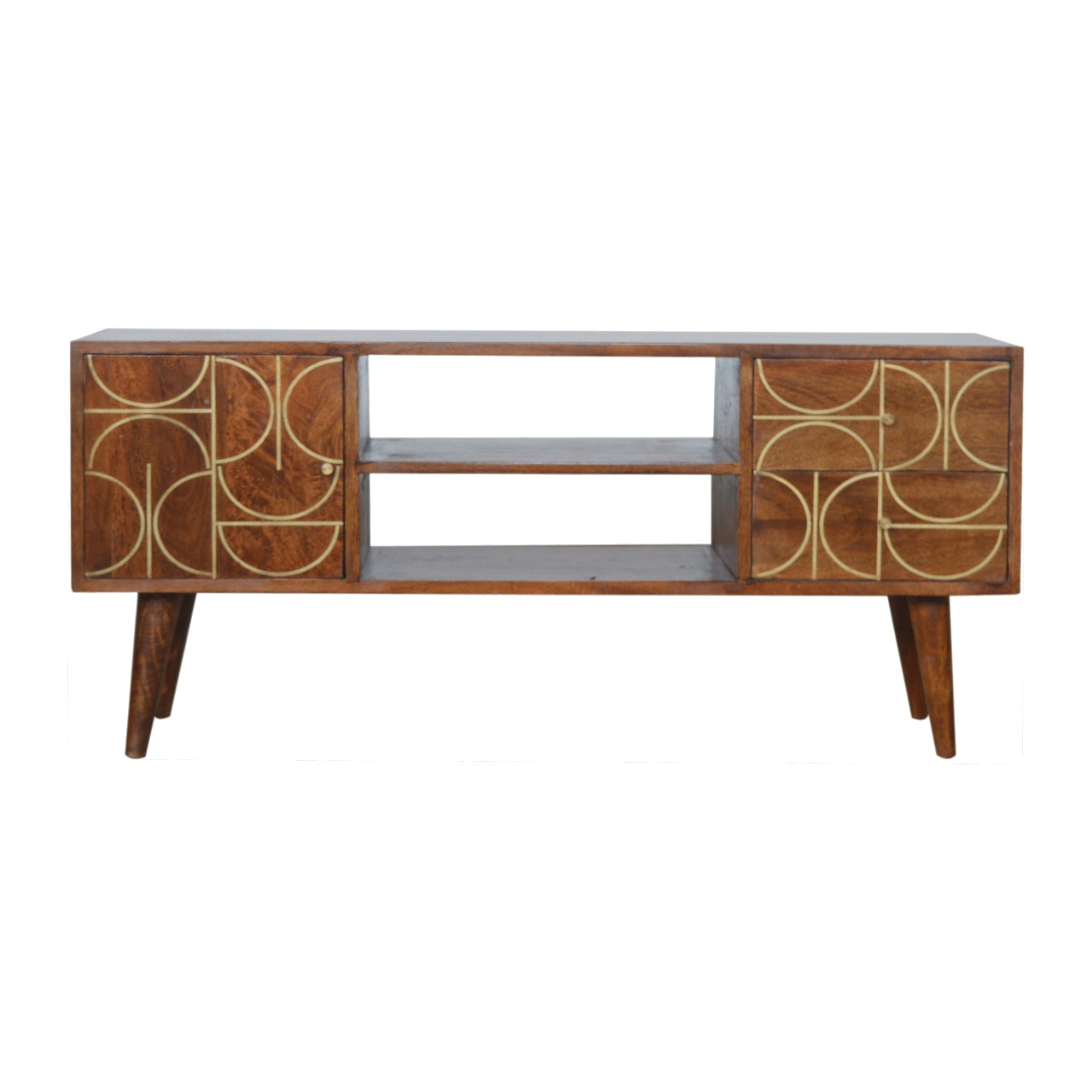 Chestnut Inlay Abstract TV Unit Chest of Drawers