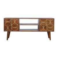 Chestnut Inlay Abstract TV Unit Chest of Drawers