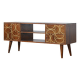 Chestnut Inlay Abstract TV Unit Chest of Drawers