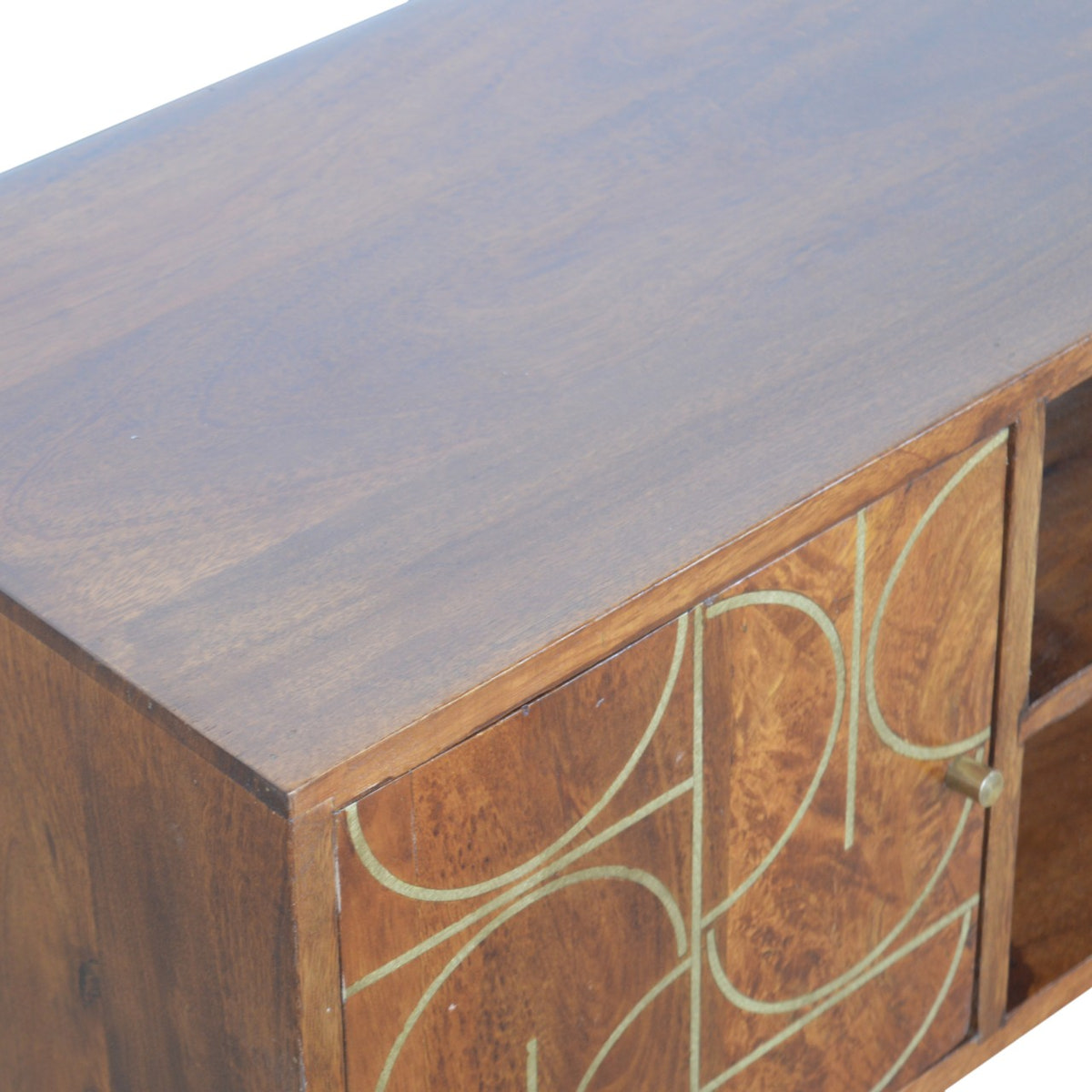 Chestnut Inlay Abstract TV Unit Chest of Drawers