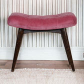 Pink Cotton Velvet Curved Bench