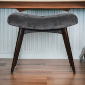 Grey Cotton Velvet Curved Bench