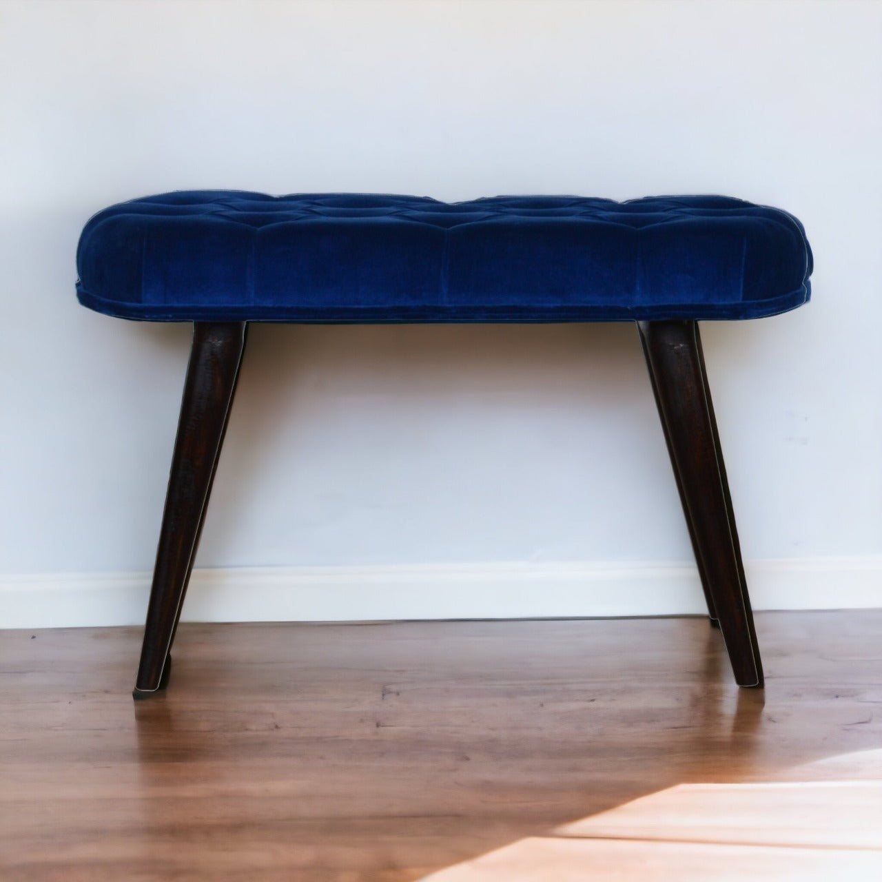 Royal Blue Velvet Button Bench | Cotton Velvet