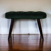 Emerald Velvet Deep Button Bench | Cotton Velvet