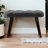 Grey Velvet Gold Base Footstool | Cotton Velvet