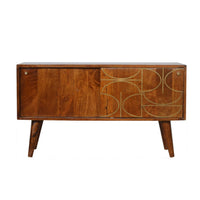Chestnut Abstract Inlay Sideboard Chest of Drawers