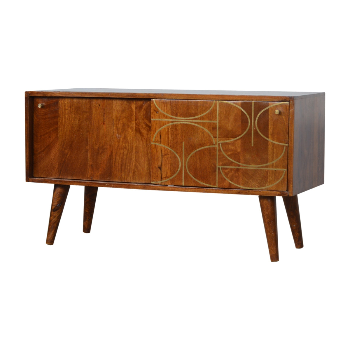 Chestnut Abstract Inlay Sideboard Chest of Drawers