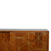 Chestnut Abstract Inlay Sideboard Chest of Drawers