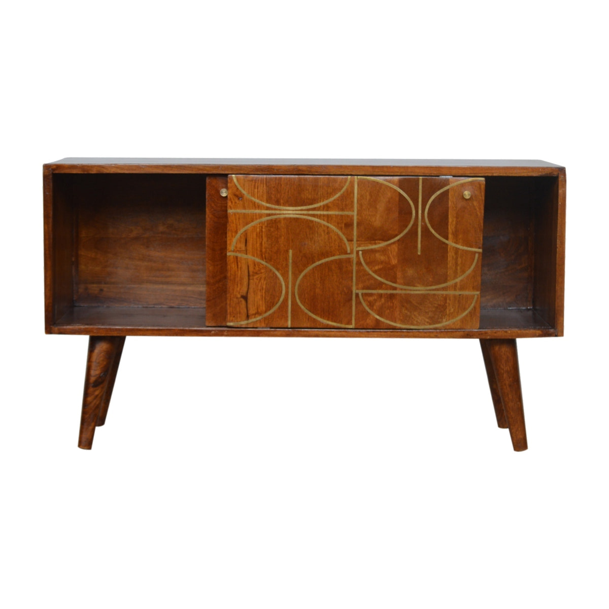 Chestnut Abstract Inlay Sideboard Chest of Drawers